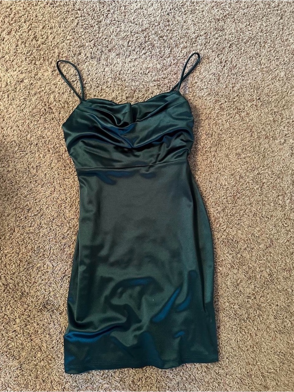 Windsor Deep Emerald Satin Mini Dress with Cowl Neck